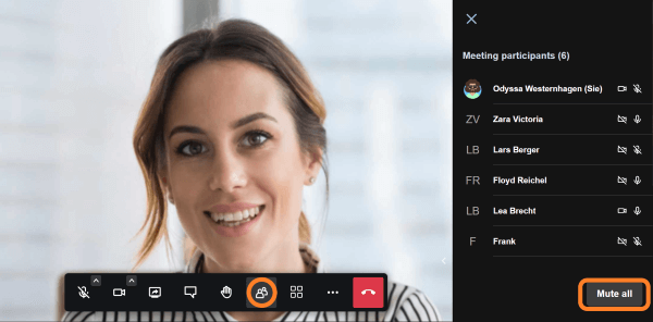 Alle Stummschalten über die Teilnehmerliste