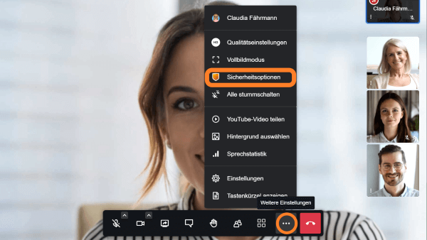 Sicherheitsoptionen in der Videokonferenz